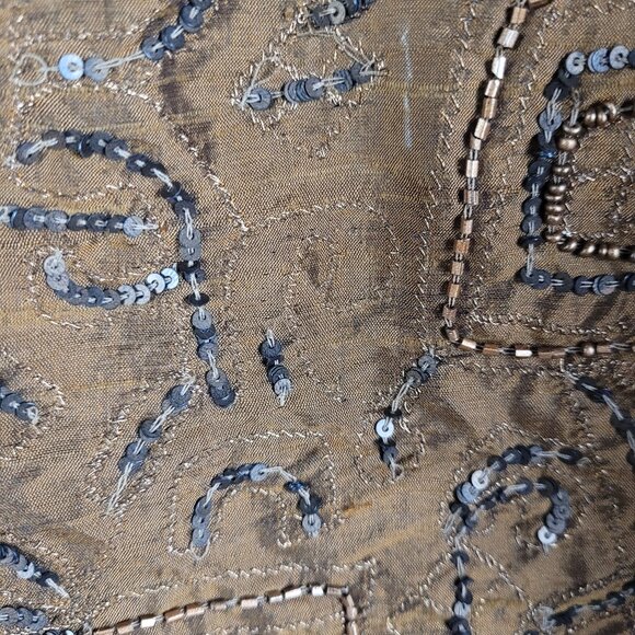 Vtg Chico's Embroidered Sequin Silk Retro South Western Sz 3 Ladies Shirt - Picture 4 of 6